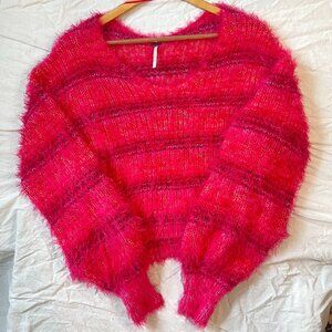 Free People Pink Oversized Striped Sweater